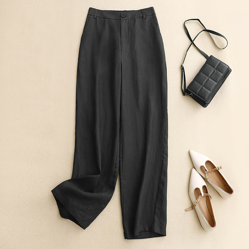 【Cotton and Linen】Casual Monochrome Trousers
