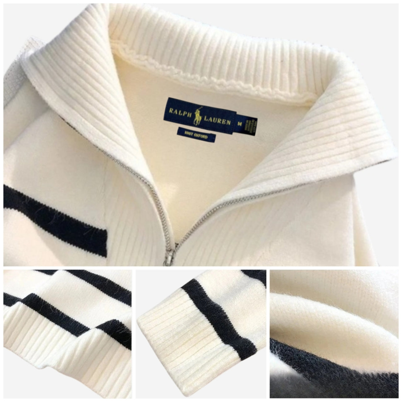 RL – Striped Zip Neck Jumper