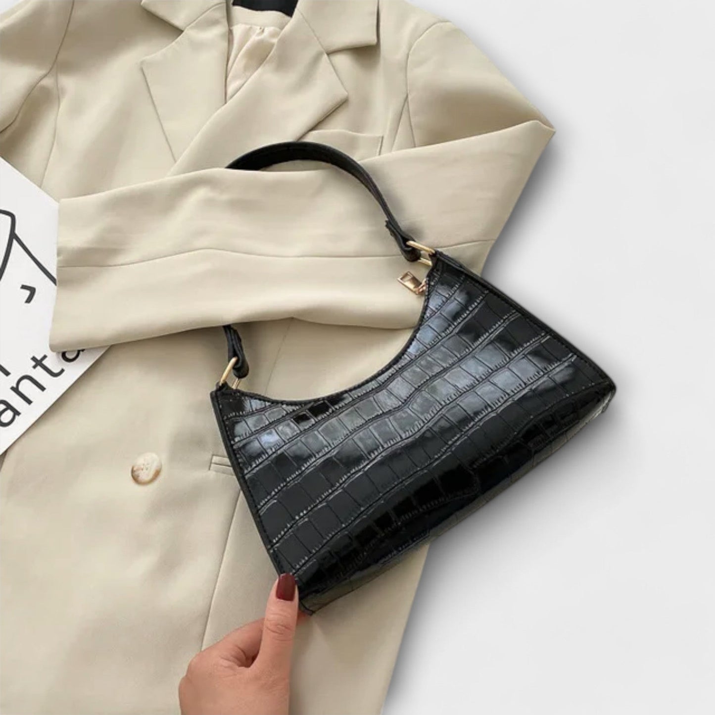 Aurellia. - Spacious and Elegant Glossy Leather Bag for Everyday Use