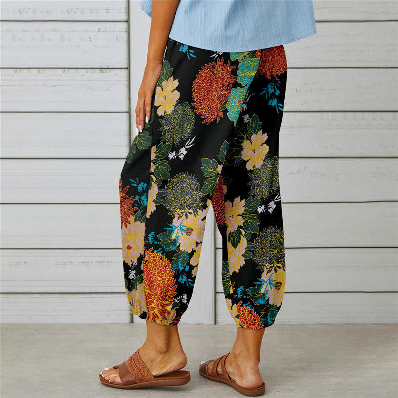 【Cotton and Linen】Vintage Printed Trousers