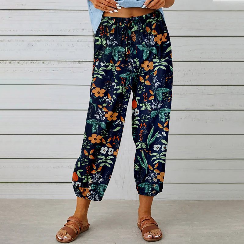 【Cotton and Linen】Vintage Printed Trousers