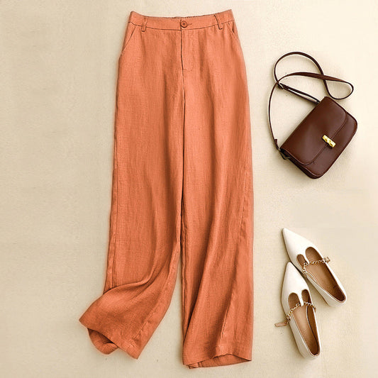 【Cotton and Linen】Casual Monochrome Trousers