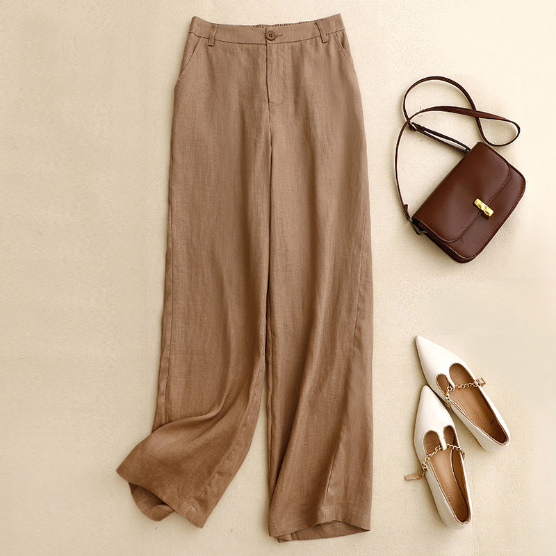 【Cotton and Linen】Casual Monochrome Trousers