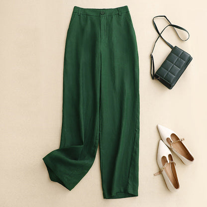 【Cotton and Linen】Casual Monochrome Trousers