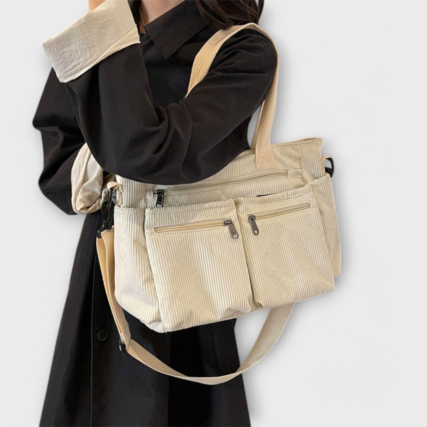 Aurellia Shoulder Bag - Lightweight, Water-Resistant Rope Material, Spacious Zippered Compartment, Ideal for Work or Travel