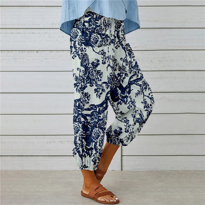 【Cotton and Linen】Vintage Printed Trousers