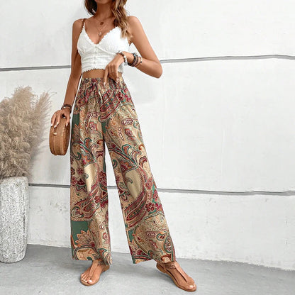 Casual Trousers with Ethnic Print