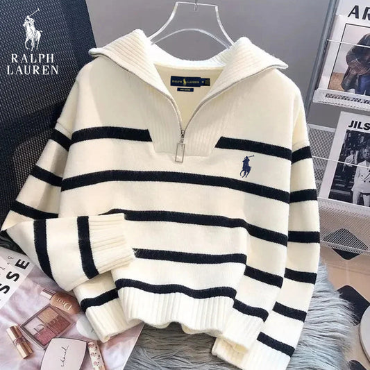 RL – Striped Zip Neck Jumper