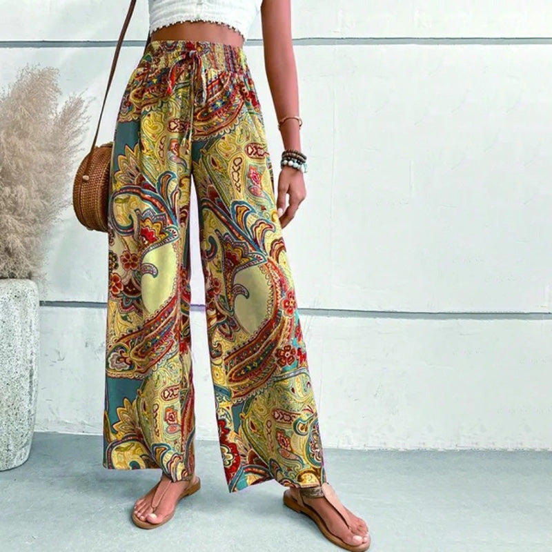 Casual Trousers with Ethnic Print