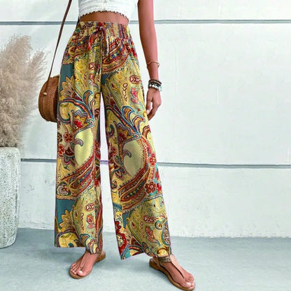 Casual Trousers with Ethnic Print