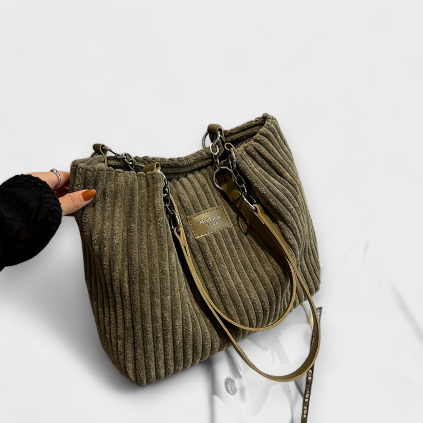 Aurellia Shoulder Bag in Soft Rope - Adjustable Strap, Spacious Design, Khaki