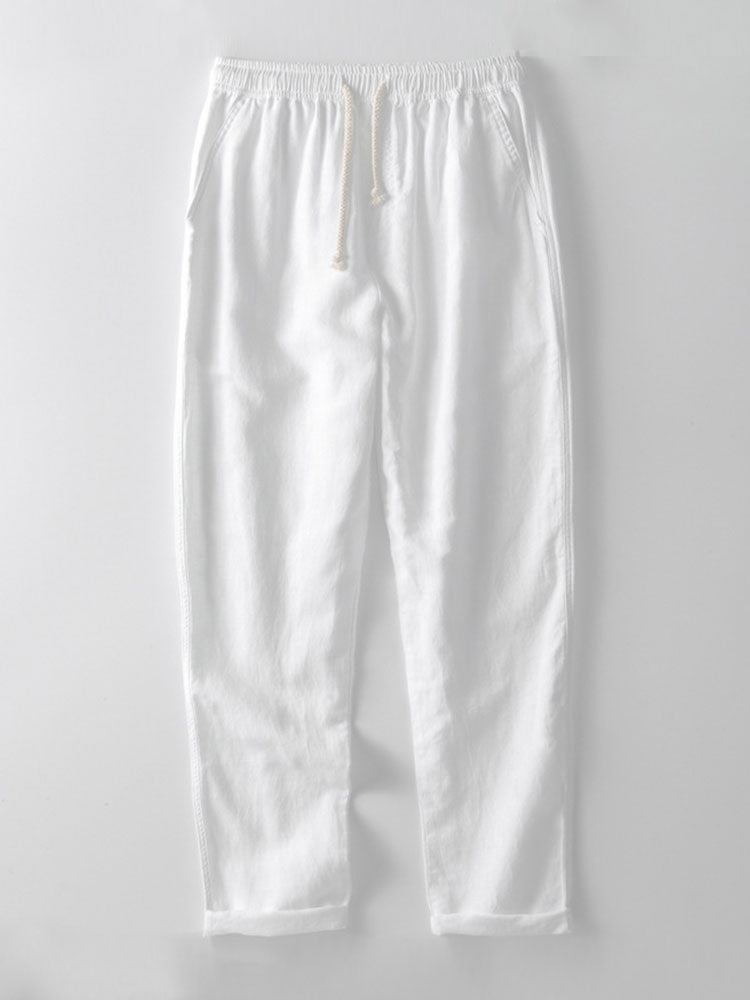 Cuban Geometric Jacquard Shirt & Straight Leg Linen Trousers