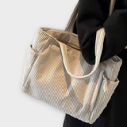 Aurellia Shoulder Bag - Spacious Cord Design with Pockets, 39x15x28 cm, Available in Multiple Colours