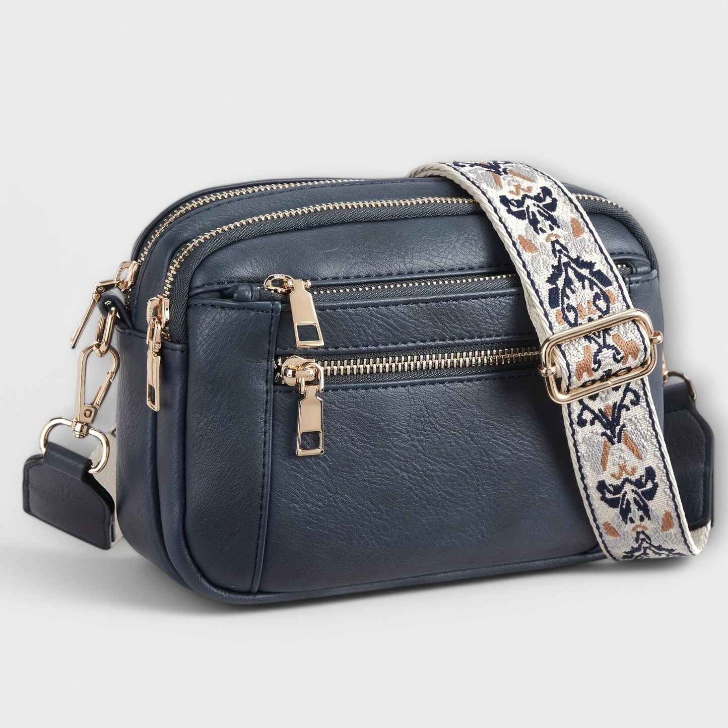 Aurellia Vegan Leather Crossbody Bag, Retro Style with Adjustable Boho Strap, Ample Space for Essentials