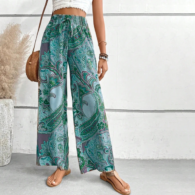 Casual Trousers with Ethnic Print