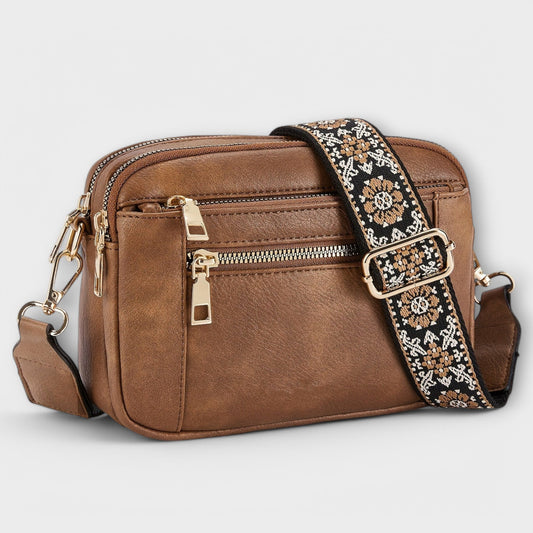 Aurellia Vegan Leather Crossbody Bag, Retro Style with Adjustable Boho Strap, Ample Space for Essentials
