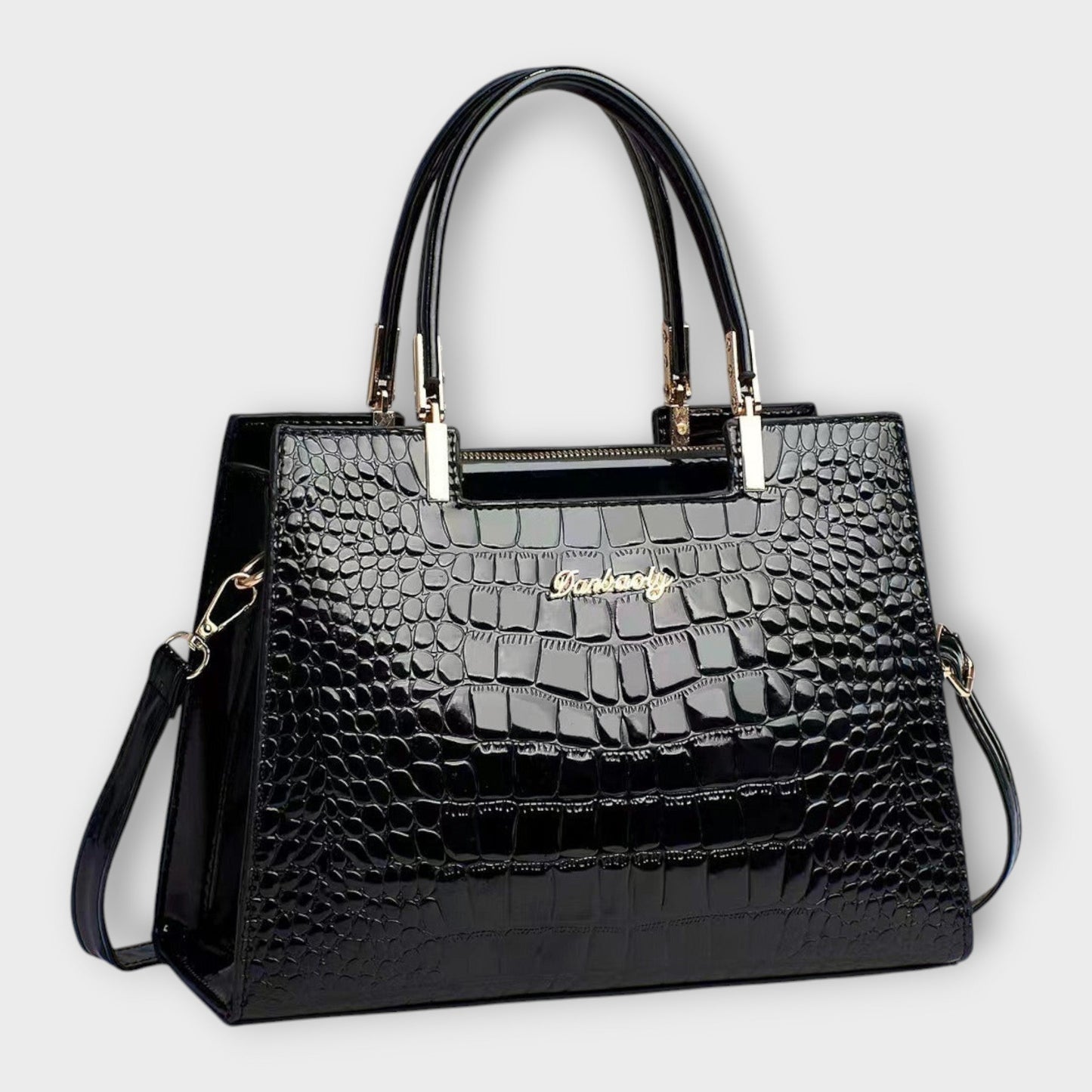 Aurellia - Glossy PU Handbag with Crocodile Pattern, Elegant and Spacious Design for Every Occasion