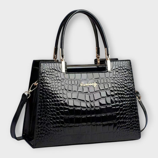 Aurellia - Glossy PU Handbag with Crocodile Pattern, Elegant and Spacious Design for Every Occasion
