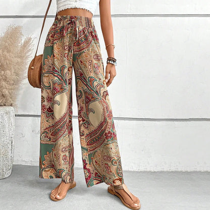 Casual Trousers with Ethnic Print