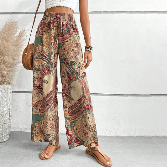 Casual Trousers with Ethnic Print