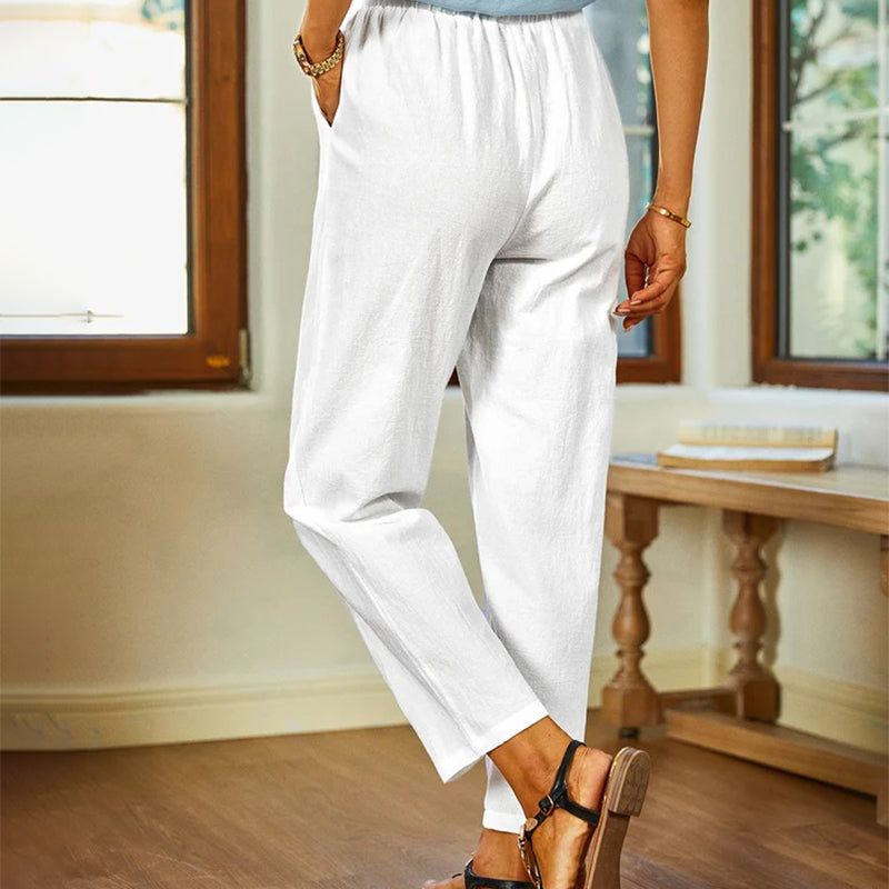 【Cotton and Linen】Casual Plain Trousers
