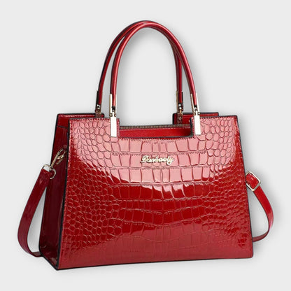 Aurellia - Glossy PU Handbag with Crocodile Pattern, Elegant and Spacious Design for Every Occasion
