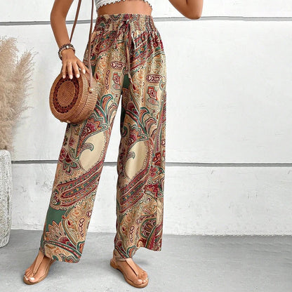 Casual Trousers with Ethnic Print