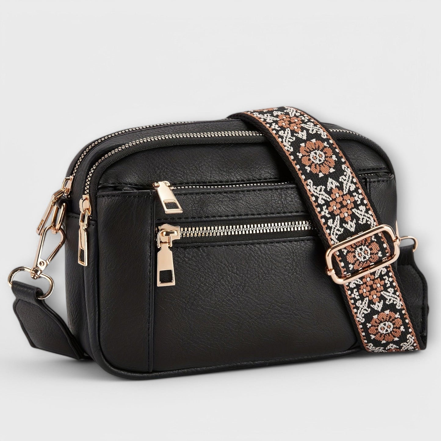 Aurellia Vegan Leather Crossbody Bag, Retro Style with Adjustable Boho Strap, Ample Space for Essentials