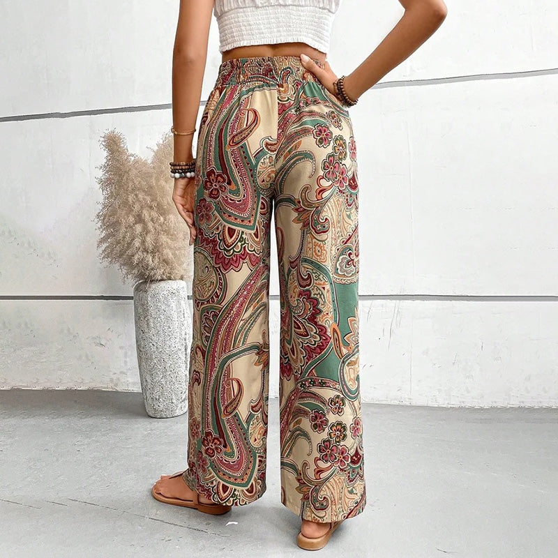 Casual Trousers with Ethnic Print