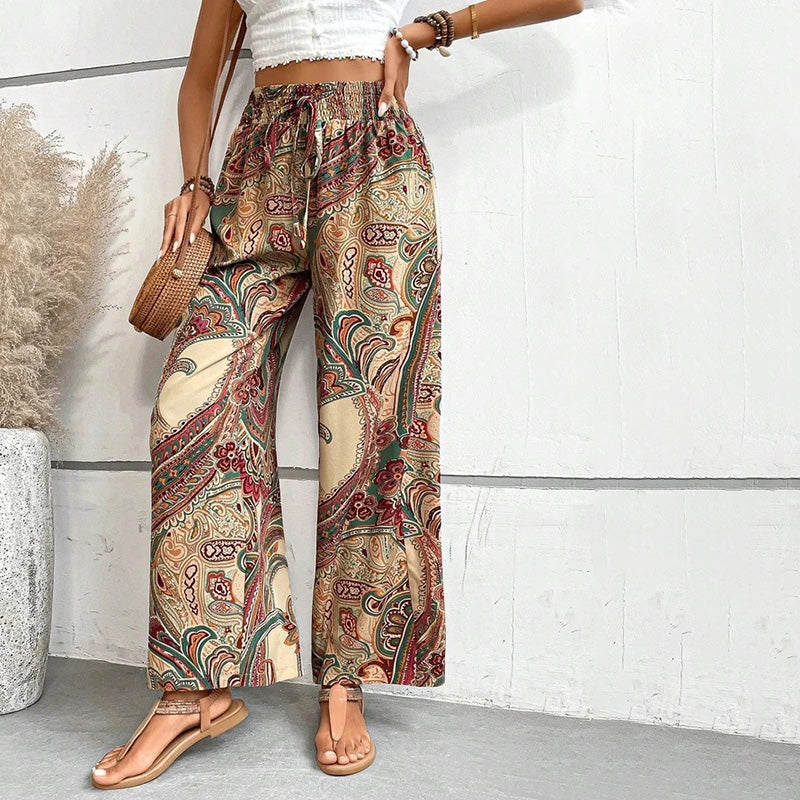 Casual Trousers with Ethnic Print