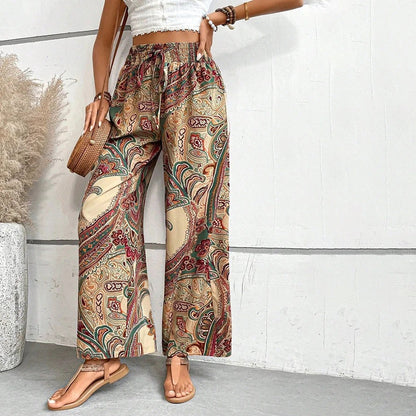 Casual Trousers with Ethnic Print