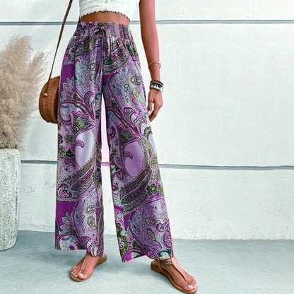 Casual Trousers with Ethnic Print