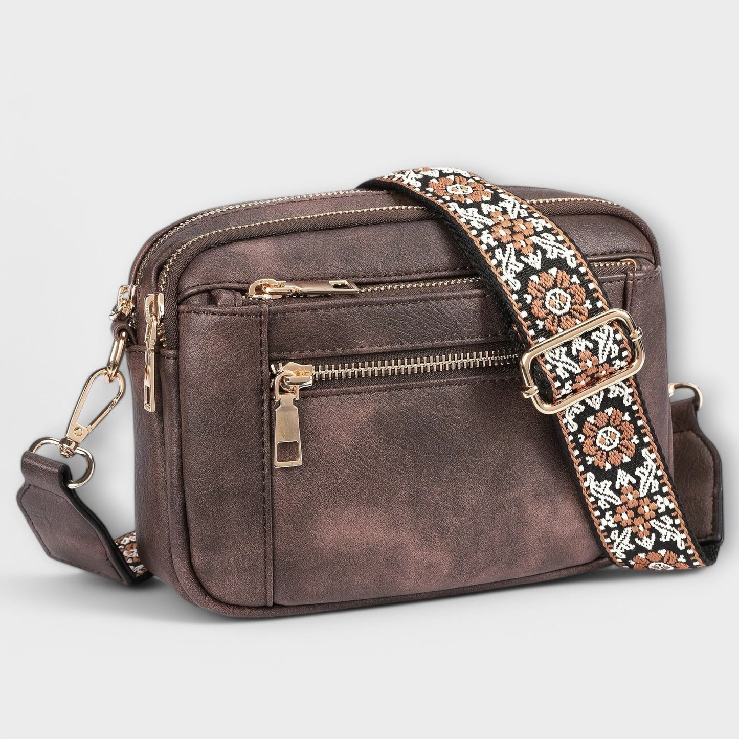 Aurellia Vegan Leather Crossbody Bag, Retro Style with Adjustable Boho Strap, Ample Space for Essentials