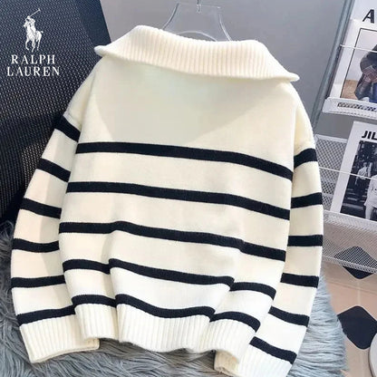 RL – Striped Zip Neck Jumper