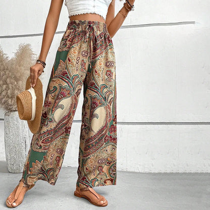 Casual Trousers with Ethnic Print