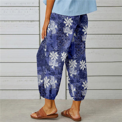 【Cotton and Linen】Vintage Printed Trousers
