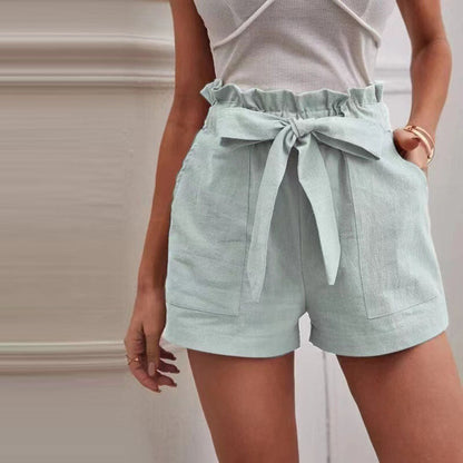 【Cotton and Linen】Casual Monochrome Shorts