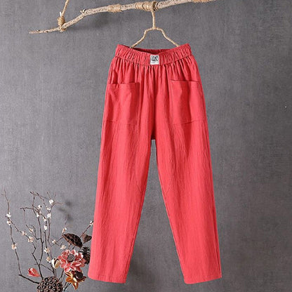 【Cotton and Linen】Plain Casual Trousers