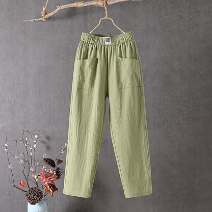 【Cotton and Linen】Plain Casual Trousers