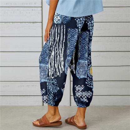 【Cotton and Linen】Vintage Printed Trousers