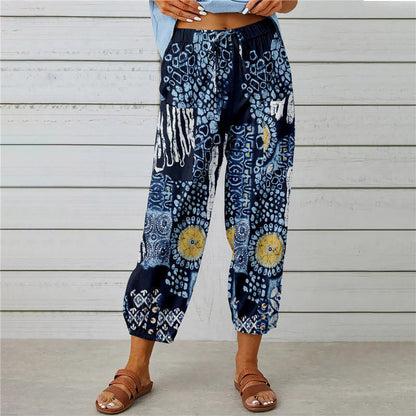 【Cotton and Linen】Vintage Printed Trousers
