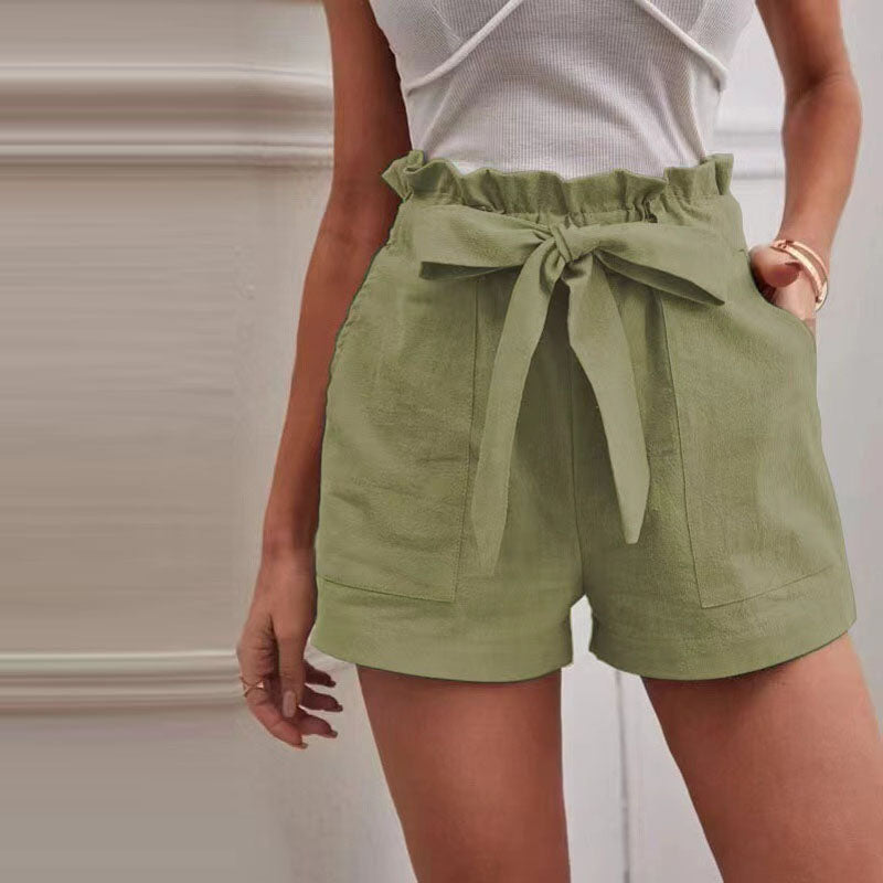 【Cotton and Linen】Casual Monochrome Shorts