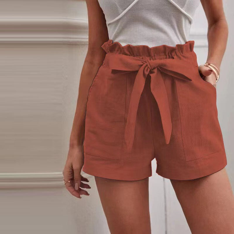 【Cotton and Linen】Casual Monochrome Shorts
