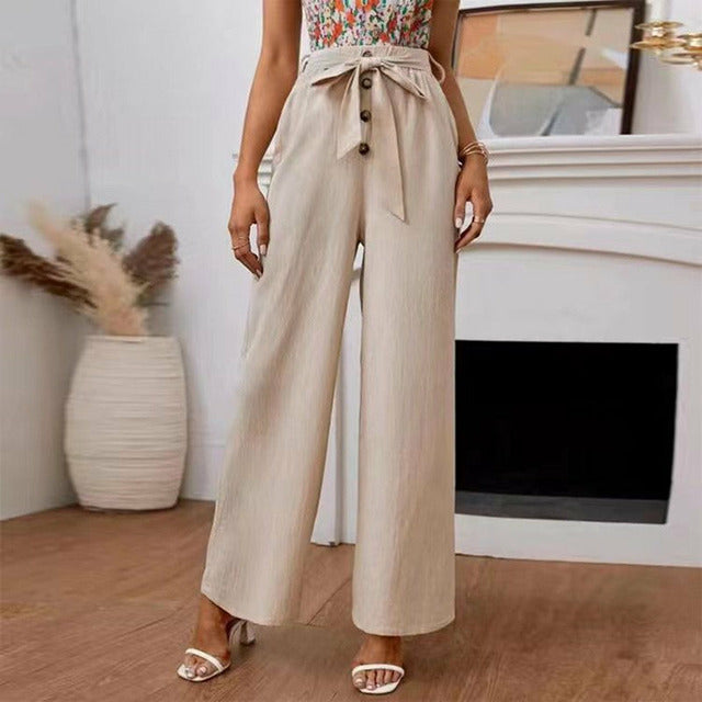 Wide Leg Trousers in Solid Colour