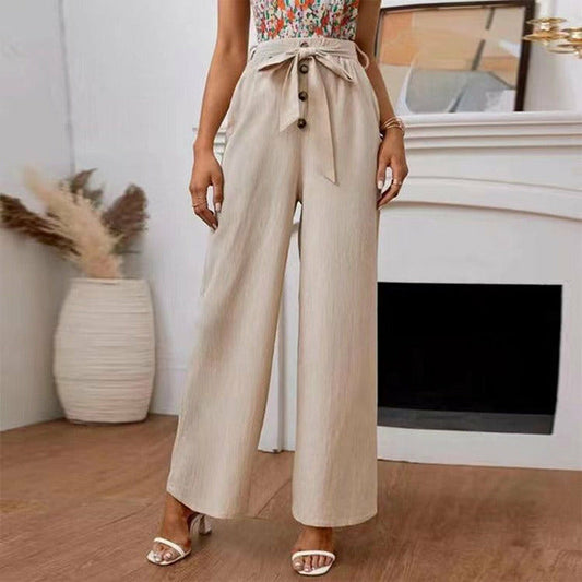 Wide Leg Trousers in Solid Colour