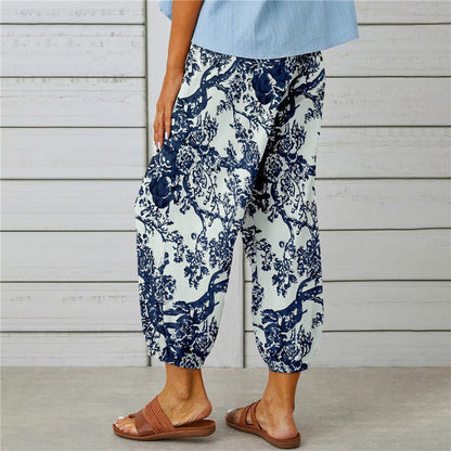 【Cotton and Linen】Vintage Printed Trousers
