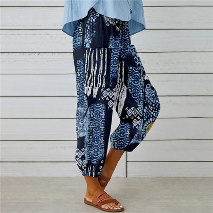 【Cotton and Linen】Vintage Printed Trousers