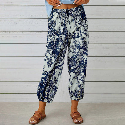 【Cotton and Linen】Vintage Printed Trousers
