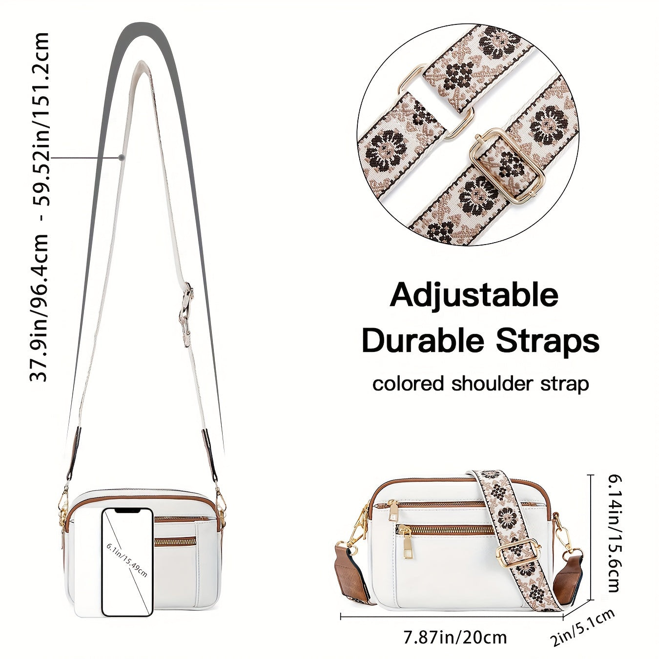 Aurellia Vegan Leather Crossbody Bag, Retro Style with Adjustable Boho Strap, Ample Space for Essentials