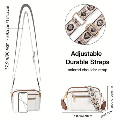 Aurellia Vegan Leather Crossbody Bag, Retro Style with Adjustable Boho Strap, Ample Space for Essentials